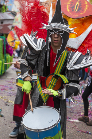 LOULE, PORTUGAL - MAR 2019: Colorful Carnival (Carnaval) Parade festival participants on Loule city, Portugal.のeditorial素材