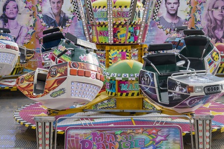FARO, PORTUGAL - OCTOBER  2018: Fun fair event Santa Iria with games, street food, ferry wheels, bumper cars and many diverse activities.のeditorial素材