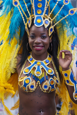LOULE, PORTUGAL - MAR 2019: Colorful Carnival (Carnaval) Parade festival participants on Loule city,...