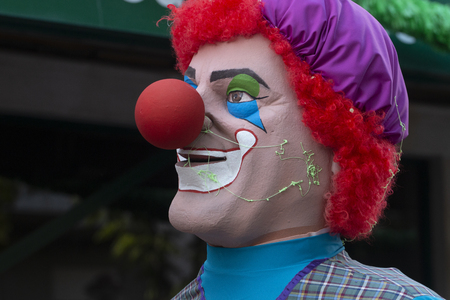 LOULE, PORTUGAL - MAR 2019: Colorful Carnival (Carnaval) Parade festival participants on Loule city, Portugal.のeditorial素材