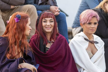 PADERNE, PORTUGAL - January 1st, 2020: Medieval costume characters in Medieval fair event.のeditorial素材
