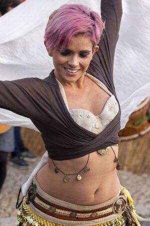 PADERNE, PORTUGAL - January 1st, 2020: Medieval costume characters in Medieval fair event.