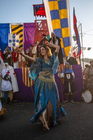 PADERNE, PORTUGAL - January 1st, 2020: Medieval costume characters in Medieval fair event.のeditorial素材
