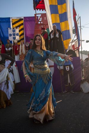 PADERNE, PORTUGAL - January 1st, 2020: Medieval costume characters in Medieval fair event.のeditorial素材