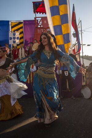 PADERNE, PORTUGAL - January 1st, 2020: Medieval costume characters in Medieval fair event.のeditorial素材