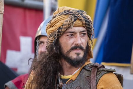 PADERNE, PORTUGAL - January 1st, 2020: Medieval costume characters in Medieval fair event.のeditorial素材