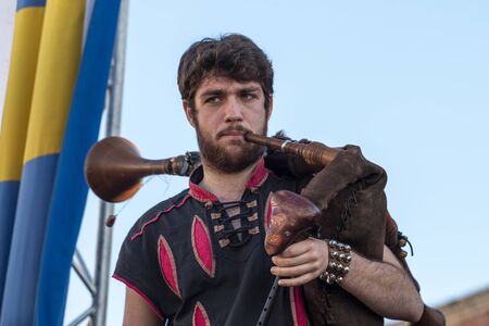 PADERNE, PORTUGAL - January 1st, 2020: Medieval costume characters in Medieval fair event.