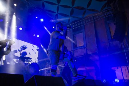 FARO, PORTUGAL: 5th SEPTEMBER, 2019 - Rapper Mike El Nite, performs on Festival F, a big festival on...