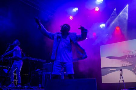 FARO, PORTUGAL: 5th SEPTEMBER, 2019 - Throes + the Shine, performs on Festival F, a big festival on the city of Faro, Portugal.のeditorial素材