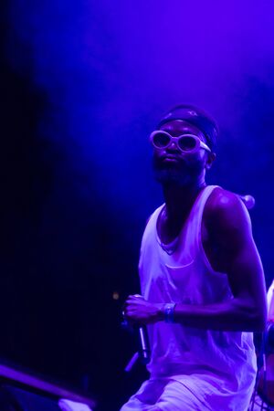 FARO, PORTUGAL: 5th SEPTEMBER, 2019 - Throes + the Shine, performs on Festival F, a big festival on the city of Faro, Portugal.のeditorial素材