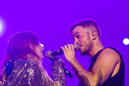 FARO, PORTUGAL: 5th SEPTEMBER, 2019 - David Carreira, performs on Festival F, a big festival on the city of Faro, Portugal.のeditorial素材