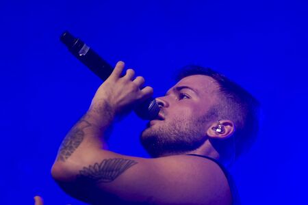 FARO, PORTUGAL: 5th SEPTEMBER, 2019 - David Carreira, performs on Festival F, a big festival on the city of Faro, Portugal.のeditorial素材