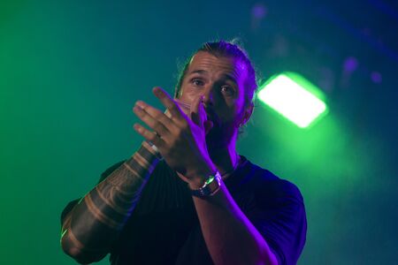 FARO, PORTUGAL: 5th SEPTEMBER, 2019 - David Carreira, performs on Festival F, a big festival on the city of Faro, Portugal.のeditorial素材