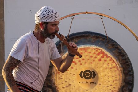 FARO, PORTUGAL: 5th SEPTEMBER, 2019 - Music band, Cosmic Gong Bath - Sound Journey, performs on...