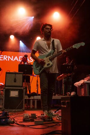 FARO, PORTUGAL: 5th SEPTEMBER, 2019 - Pop Rock band Bruno Pernadas, performs on Festival F, a big...