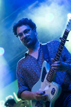 FARO, PORTUGAL: 5th SEPTEMBER, 2019 - Pop Rock band Bruno Pernadas, performs on Festival F, a big...