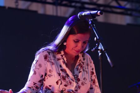 FARO, PORTUGAL: 6th SEPTEMBER, 2019 - Teresa Aleixo band, performs on Festival F, a big festival on the city of Faro, Portugal.のeditorial素材