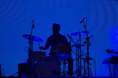 FARO, PORTUGAL: 6th SEPTEMBER, 2019 - Glockenwise band, performs on Festival F, a big festival on the city of Faro, Portugal.のeditorial素材