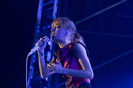 FARO, PORTUGAL: 6th SEPTEMBER, 2019 - Amor Electro band, performs on Festival F, a big festival on...