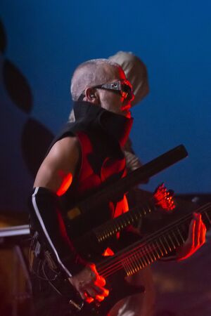 FARO, PORTUGAL: 6th SEPTEMBER, 2019 - Blasted Mechanism band, performs on Festival F, a big festival on the city of Faro, Portugal.のeditorial素材