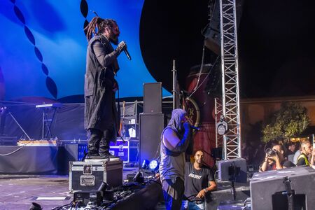 FARO, PORTUGAL: 6th SEPTEMBER, 2019 - Blasted Mechanism band, performs on Festival F, a big festival...
