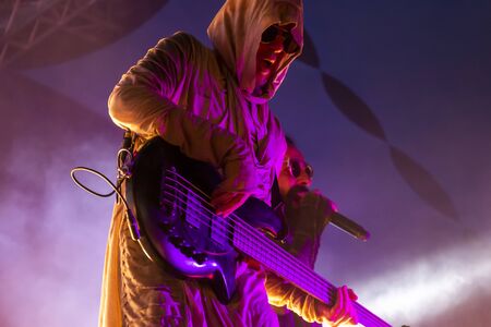FARO, PORTUGAL: 6th SEPTEMBER, 2019 - Blasted Mechanism band, performs on Festival F, a big festival on the city of Faro, Portugal.のeditorial素材