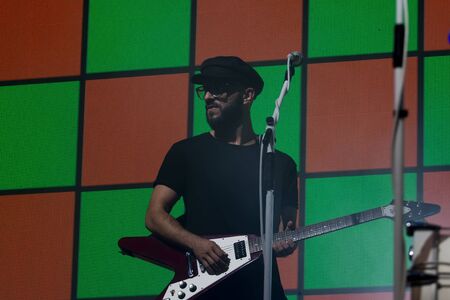 FARO, PORTUGAL: 6th SEPTEMBER, 2019 - Amor Electro band, performs on Festival F, a big festival on...