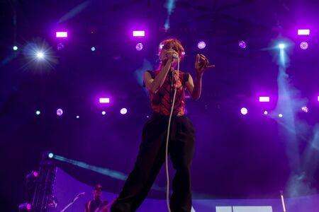 FARO, PORTUGAL: 6th SEPTEMBER, 2019 - Amor Electro band, performs on Festival F, a big festival on the city of Faro, Portugal.のeditorial素材