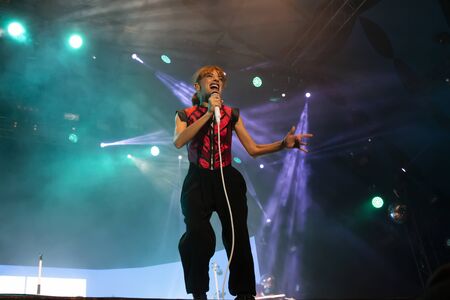 FARO, PORTUGAL: 6th SEPTEMBER, 2019 - Amor Electro band, performs on Festival F, a big festival on...
