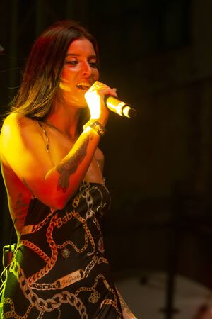 FARO, PORTUGAL: 6th SEPTEMBER, 2019 - Rap singer, Biya, performs on Festival F, a big festival on...