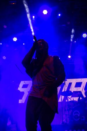 FARO, PORTUGAL: 6th SEPTEMBER, 2019 - Blasted Mechanism band, performs on Festival F, a big festival...