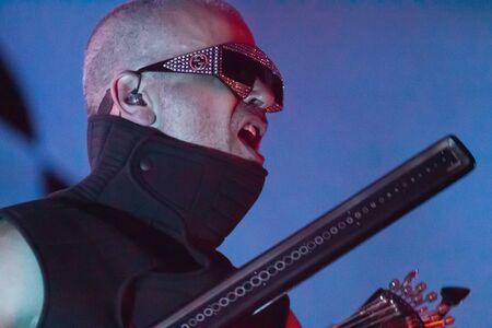 FARO, PORTUGAL: 6th SEPTEMBER, 2019 - Blasted Mechanism band, performs on Festival F, a big festival on the city of Faro, Portugal.のeditorial素材