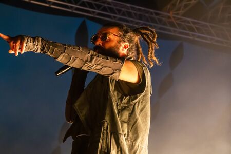 FARO, PORTUGAL: 6th SEPTEMBER, 2019 - Blasted Mechanism band, performs on Festival F, a big festival...