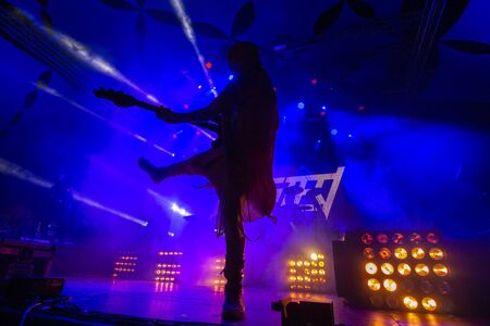 FARO, PORTUGAL: 6th SEPTEMBER, 2019 - Blasted Mechanism band, performs on Festival F, a big festival on the city of Faro, Portugal.のeditorial素材