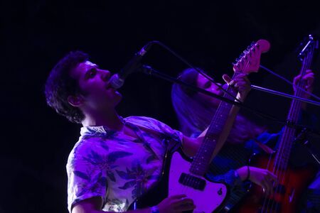 FARO, PORTUGAL: 7th SEPTEMBER, 2019 - Heavy rock band, Stone Dead, performs on Festival F, a big festival on the city of Faro, Portugal.のeditorial素材