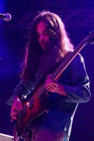 FARO, PORTUGAL: 7th SEPTEMBER, 2019 - Heavy rock band, Stone Dead, performs on Festival F, a big festival on the city of Faro, Portugal.のeditorial素材