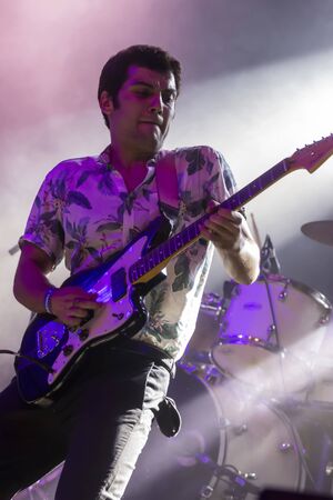 FARO, PORTUGAL: 7th SEPTEMBER, 2019 - Heavy rock band, Stone Dead, performs on Festival F, a big festival on the city of Faro, Portugal.のeditorial素材