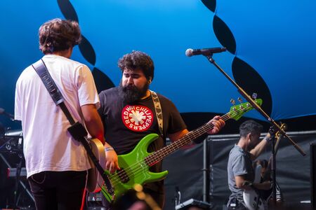 FARO, PORTUGAL: 7th SEPTEMBER, 2019 - Pop rock band, Atoa, performs on Festival F, a big festival on the city of Faro, Portugal.のeditorial素材