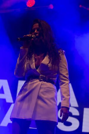 FARO, PORTUGAL: 7th SEPTEMBER, 2019 - Rock band, Maria Bradshaw, performs on Festival F, a big...