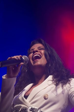 FARO, PORTUGAL: 7th SEPTEMBER, 2019 - Rock band, Maria Bradshaw, performs on Festival F, a big...