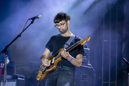 FARO, PORTUGAL: 7th SEPTEMBER, 2019 - Linda Martini heavy rock band, performs on Festival F, a big...