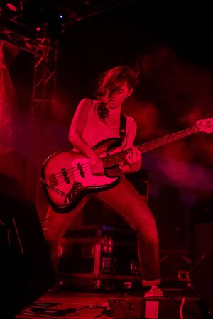 FARO, PORTUGAL: 7th SEPTEMBER, 2019 - Linda Martini heavy rock band, performs on Festival F, a big...