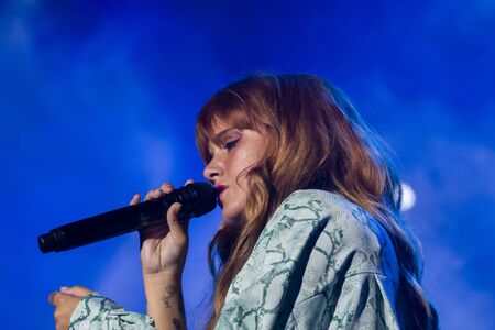 FARO, PORTUGAL: 7th SEPTEMBER, 2019 - Pop Rock band, Carolina Deslandes, performs on Festival F, a...