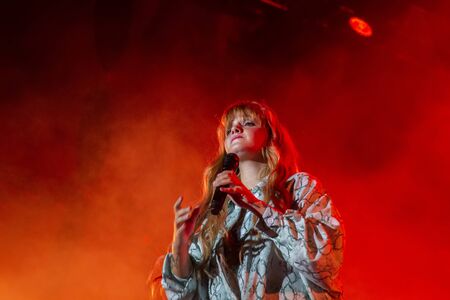 FARO, PORTUGAL: 7th SEPTEMBER, 2019 - Pop Rock band, Carolina Deslandes, performs on Festival F, a...
