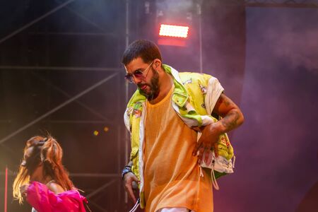 FARO, PORTUGAL: 7th SEPTEMBER, 2019 - Revenge of the 90s band, performs on Festival F, a big festival on the city of Faro, Portugal.のeditorial素材