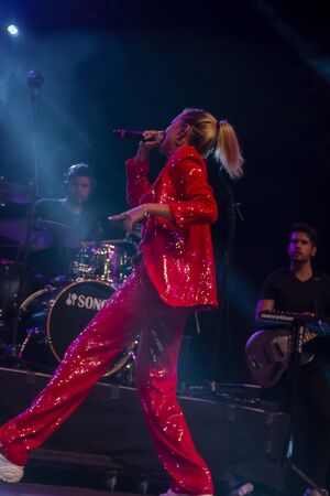 FARO, PORTUGAL: 7th SEPTEMBER, 2019 - April Ivy band, performs on Festival F, a big festival on the...