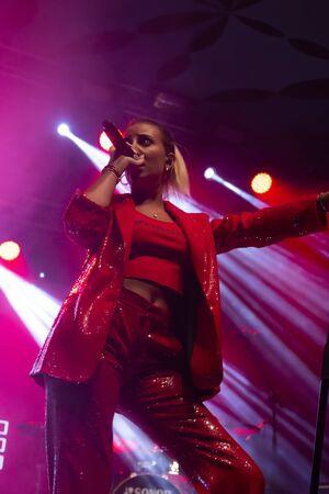 FARO, PORTUGAL: 7th SEPTEMBER, 2019 - April Ivy band, performs on Festival F, a big festival on the...
