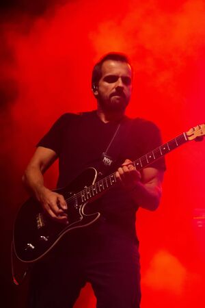 FARO, PORTUGAL: 7th SEPTEMBER, 2019 - April Ivy band, performs on Festival F, a big festival on the...