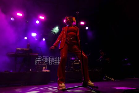 FARO, PORTUGAL: 7th SEPTEMBER, 2019 - April Ivy band, performs on Festival F, a big festival on the city of Faro, Portugal.のeditorial素材