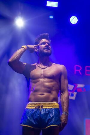 FARO, PORTUGAL: 7th SEPTEMBER, 2019 - Revenge of the 90s band, performs on Festival F, a big festival on the city of Faro, Portugal.のeditorial素材